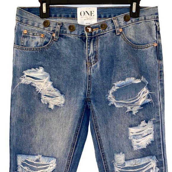 ONE TEASPOON Awesome Baggies Destroyed Low Jeans Size 27 - Picture 12 of 16